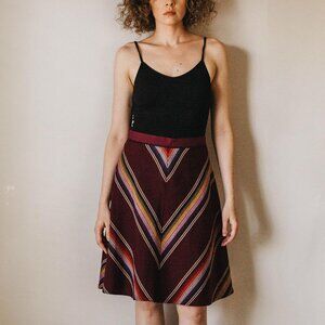 Anthropologie Edme & Esyllte Chevron Striped Burgundy Skirt